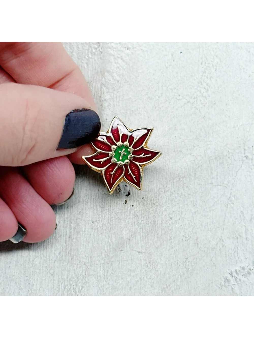 6284mc. Poinsettia Cross Brooch